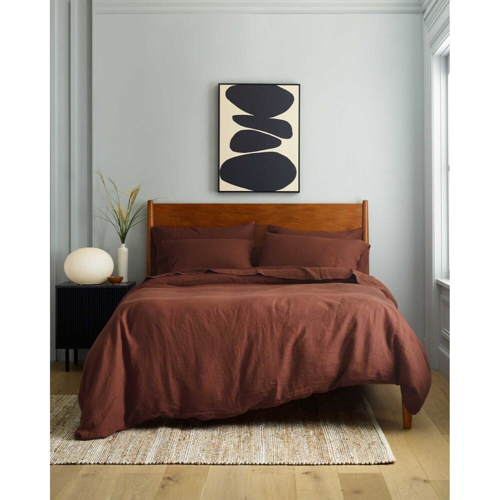 Quince European Linen Duvet Cover in Bordeaux King / Cali King NO SHAMS